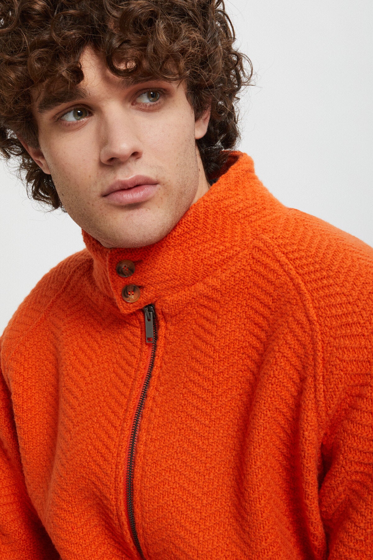 Jacquard Knit Bomber Bright Orange